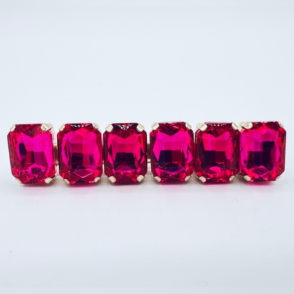 Six Rhinestone Alligator Hair Clip Pink New